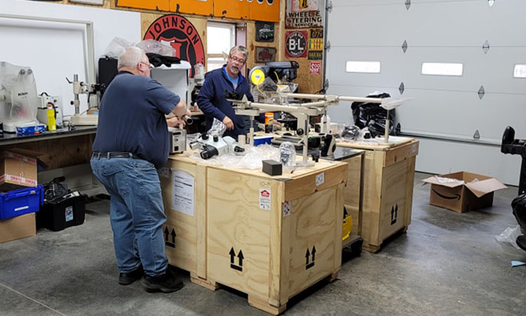 Preparing to ship microscopes in crates